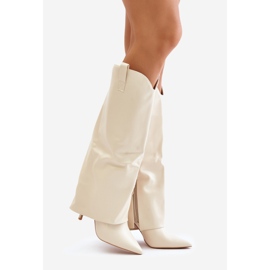 Világos bézs Bellinna magassarkú csizma lehajtható szárral 1 Világos bézs Bellinna magassarkú csizma lehajtható szárral 1
