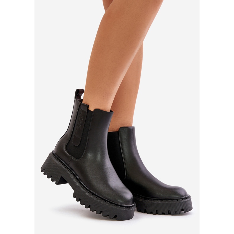 Bőr szigetelésű női Chelsea csizma Big Star OO274A386 Fekete 1