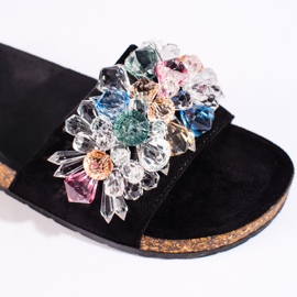 Női fekete velúr papucs 2