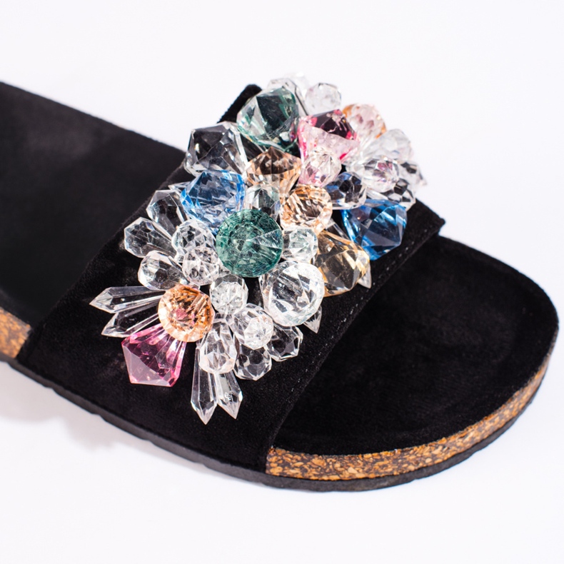 Női fekete velúr papucs 2