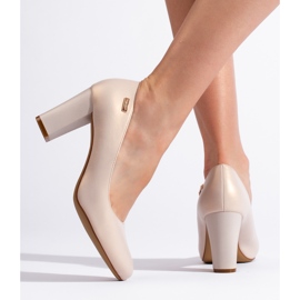 Sergio Leone Kényelmes bézs színű női magassarkú pumpák 1