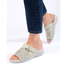 Női áttört flip-flop kényelmes ékkel szürke 1