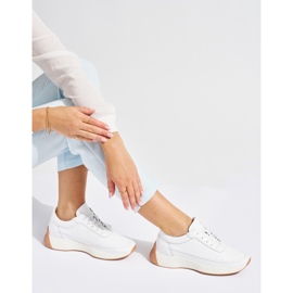 Sergio Leone Női áttört bőr fehér sportcipő 2