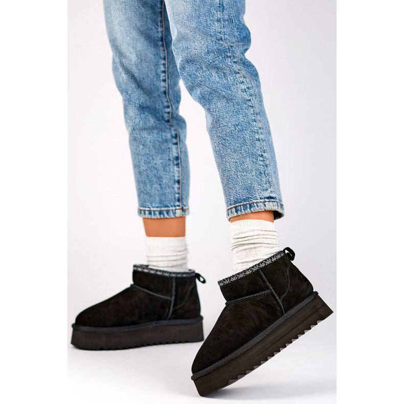 Fekete bőr hócsizma, női hőszigetelt téli csizma 1