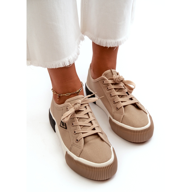 MSMG Női alacsony tornacipő, barna 2