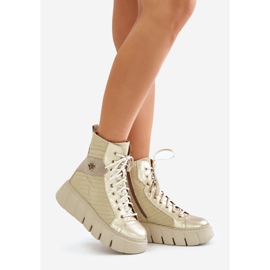 Bőr bokacsizma a platformon Maciejka 06751-25 arany aranysárga 1