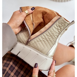 Bőr bokacsizma a platformon Maciejka 06751-25 arany aranysárga 2