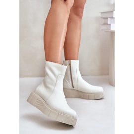 Zazoo 60369 női bőr bokacsizma az emelvényen, világos bézs 2