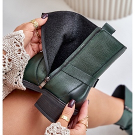 Zazoo 60480 szigetelt bőr alacsony sarkú csizma, sötétzöld 2