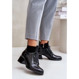 Zazoo 60503 Bőr magassarkú csizma, meleg, fekete 1