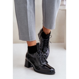 Zazoo 60503 Bőr magassarkú csizma, meleg, fekete 2