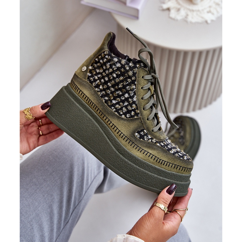 Bőr csizma emelvényen és éken Maciejka 06759-09 zöld 1 Bőr csizma emelvényen és éken Maciejka 06759-09 zöld 1