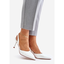 Fehér patentos tűsarkú Emmizola nyitott sarokkal 1