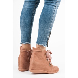 Kylie Szalaggal kötött bokacsizma rózsaszín 1