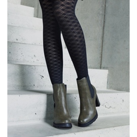 Zöld felbújós bokacsizma Motena ökobőrből 2