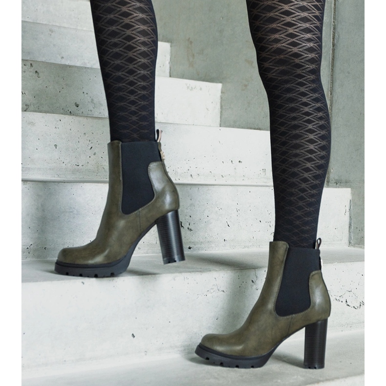 Zöld felbújós bokacsizma Motena ökobőrből 1