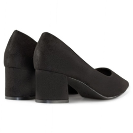 Velúr alacsony sarkú pumpák, klasszikus fekete női magassarkú pumpák 1