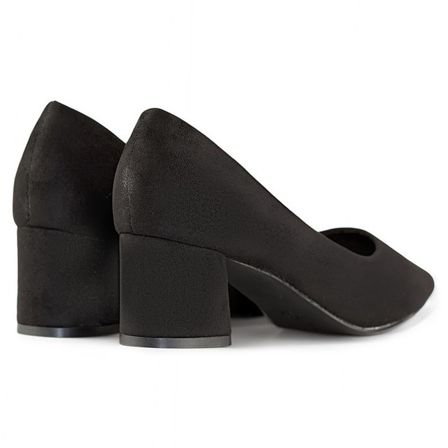 Velúr alacsony sarkú pumpák, klasszikus fekete női magassarkú pumpák 1