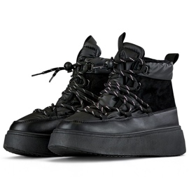 Fekete hós csizma mandzsettával, hőszigetelt női téli csizma vastag talppal 1