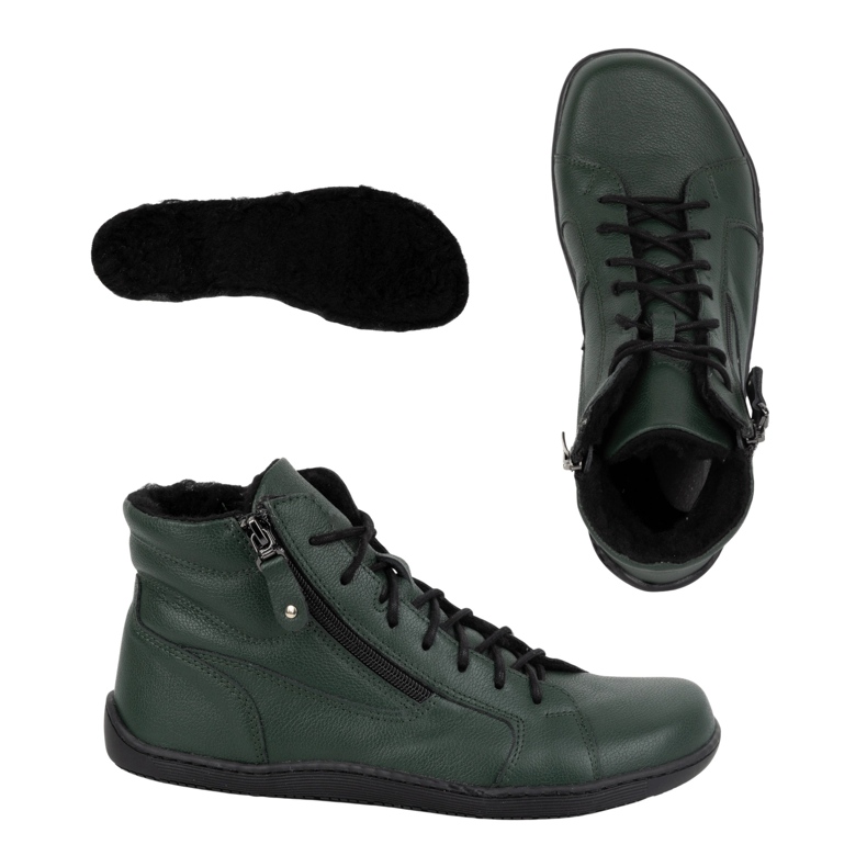 Olivier Női mezítlábas téli bőrcipő 1261 zöld 1 Olivier Női mezítlábas téli bőrcipő 1261 zöld 1