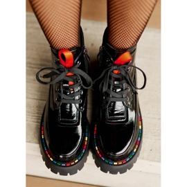 Fekete Anafra bőr Patent Worker bokacsizma cipzárral 2