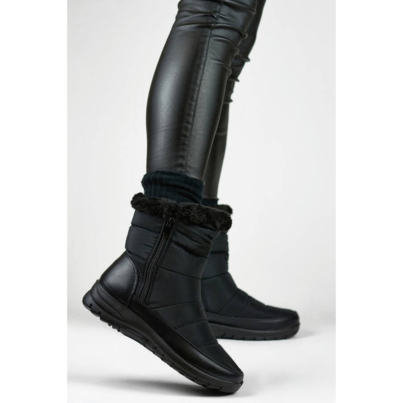 Női hőszigetelt hócsizma bundával, fekete 22T10B 1