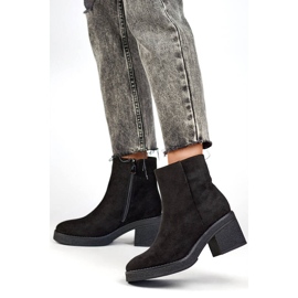 Női klasszikus velúr magas sarkú csizma, fekete MS1508B 2