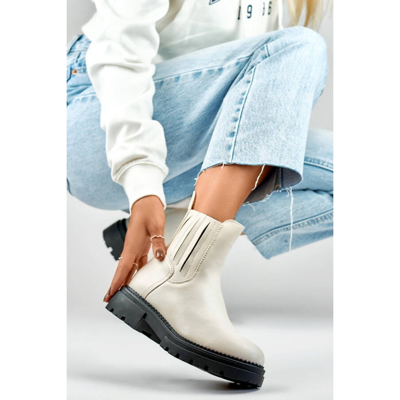 Női hőszigetelt Chelsea csizma, bézs 250041BE-PU 1