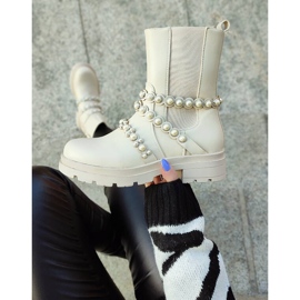 Női Chelsea gyöngyös csizma, bézs 58090-1BE 2