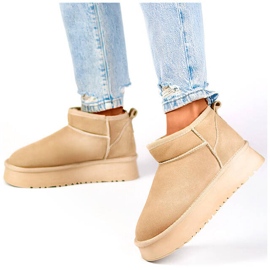 Női bőr bokacsizma, velúr hócsizma, bézs XF-159L.BE 2