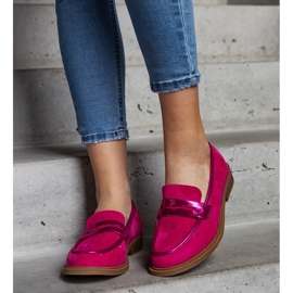 Rózsaszín bársony mokaszinok fényes betétekkel a Leonolena-tól 2 Rózsaszín bársony mokaszinok fényes betétekkel a Leonolena-tól 2