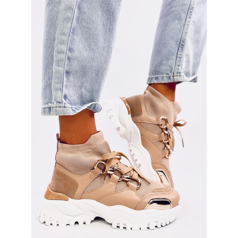 Petra Khaki zoknis tornacipő bézs 2