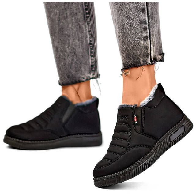 Női alacsony boka hócsizma, hőszigetelt, fekete 7792B 1