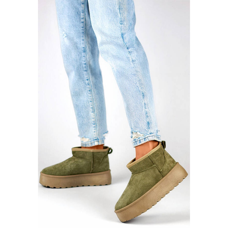 Női velúr bebújós hócsizma, zöld 8917-5GR 2