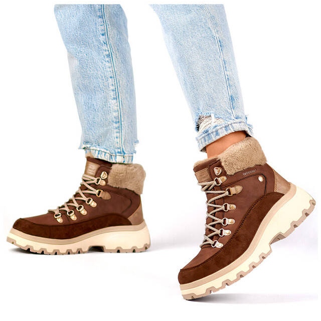 Hőszigetelt női csizma, bézs CC-44BR barna 1