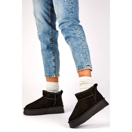 Bőr női velúr hócsizma, fekete XF-159B 2