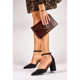 Fekete magassarkú pumpák boka rögzítéssel QA203B 2 Fekete magassarkú pumpák boka rögzítéssel QA203B 2