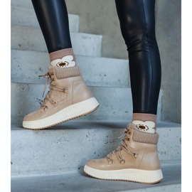 Rosemarie bézs bokacsizma vastag talppal 1