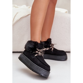 Női, alacsony platformú hócipő bundával, fekete Neathren 2