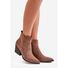 Szigetelt Eco Suede Cowboy csizma cipzárral, barna Virtris 1