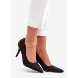 Fekete Tifidra női csíkos szövet magassarkú 1