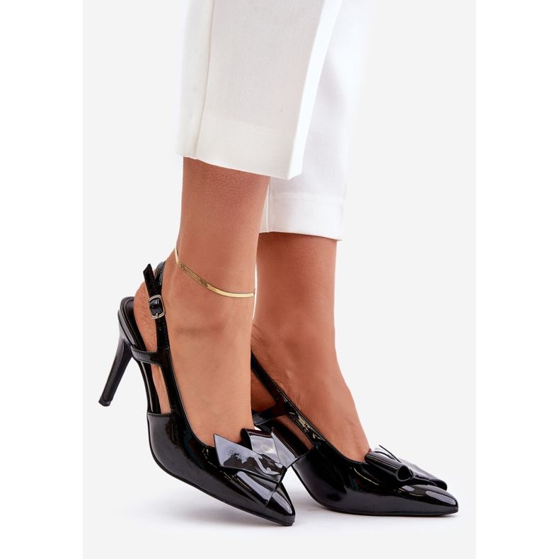 Fekete Auroravia Patent magassarkú, nyitott sarokkal 1