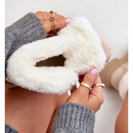 Női fűzős csapdázó bundával, világos bézs Vaminia 2