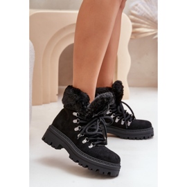 Női fűzős csapdázó bundával, fekete Vaminia 2 Női fűzős csapdázó bundával, fekete Vaminia 2