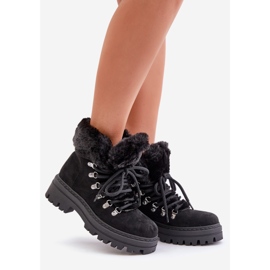 Női fűzős csapdázó bundával, fekete Vaminia 1 Női fűzős csapdázó bundával, fekete Vaminia 1