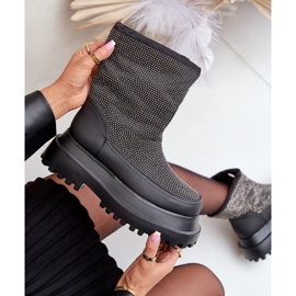 Fekete Avivina Díszített hócsizma platformmal és lapos sarkú 2