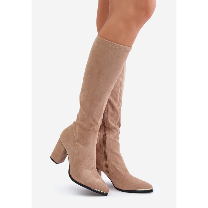 Eco Suede csizma blokk sarokkal, Beige Batirae bézs 1 Eco Suede csizma blokk sarokkal, Beige Batirae bézs 1