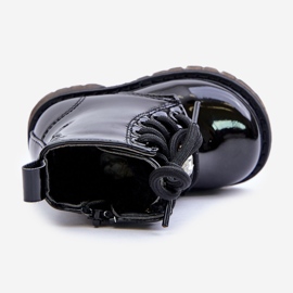 Szigetelt lakkozott gyerek bokacsizma macival és cipzárral, Black Enchanta fekete 2