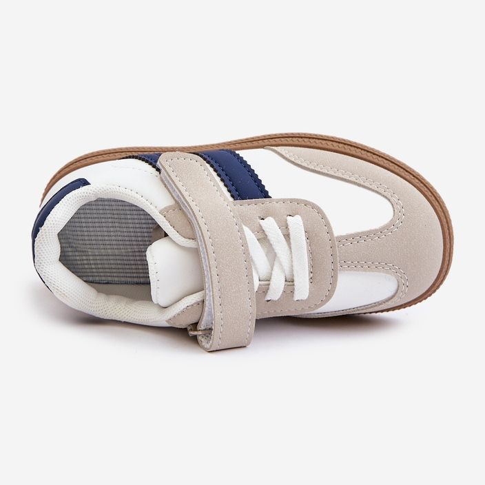 Gyermek tépőzáras tornacipő fehér és kék Tromella 2