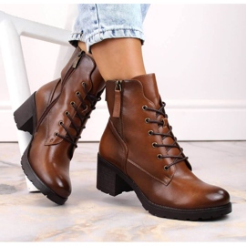 Potocki W WOL177B teve magassarkú és platformos bokacsizma barna 2